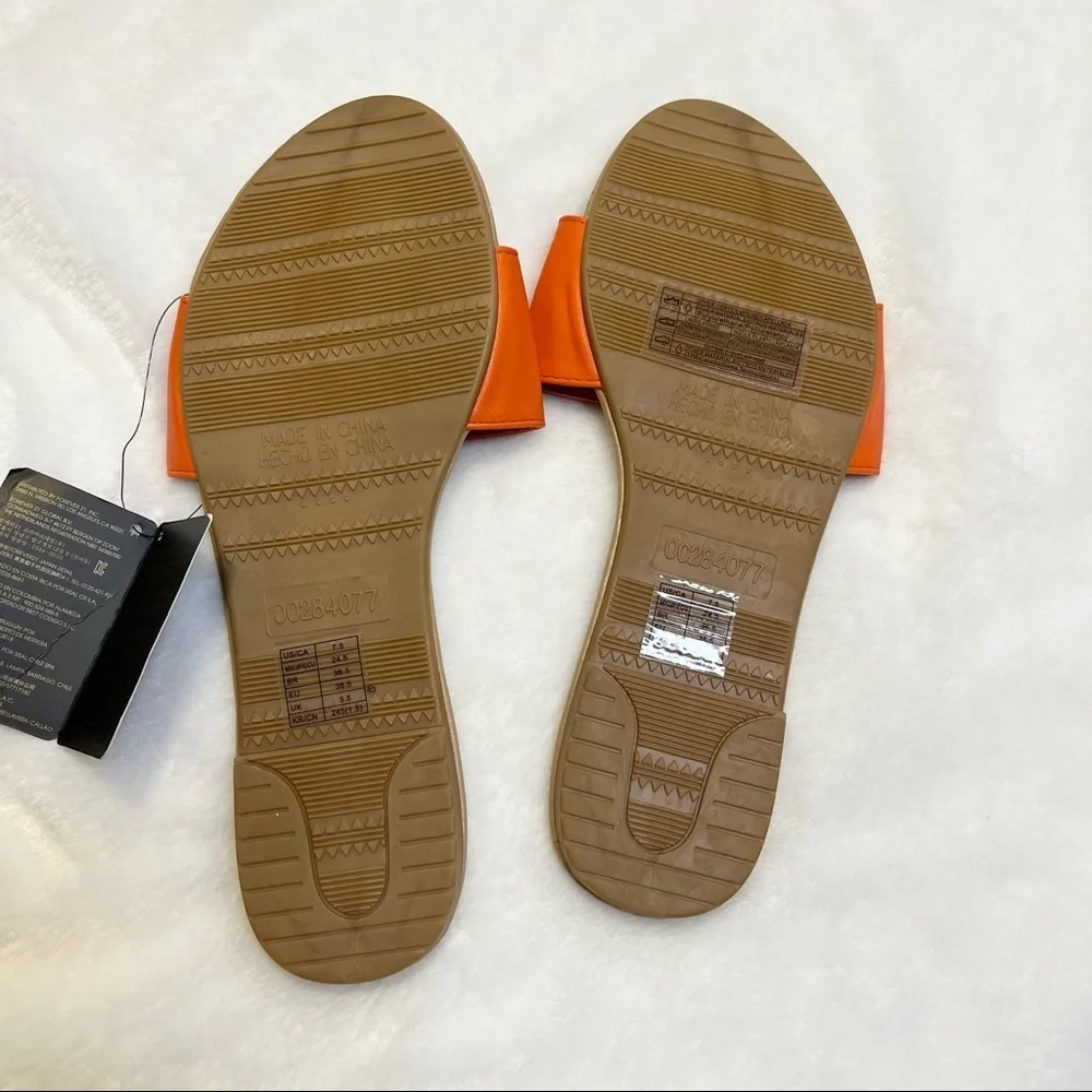 NWT Forever 21 Orange Faux Leather Slide Sandal Womens Size 7.5